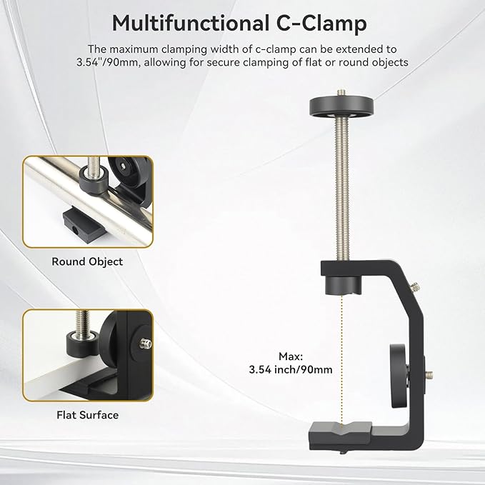 UTEBIT Super Clamp Mount with Mini Ball Head Mount, 1/4 Screw Hot Shoe Mount - Image 2