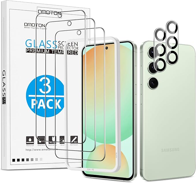 OMOTON 3+2 Pack Screen Protector and Camera Lens Protector by OMOTON