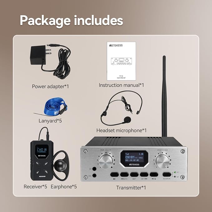 Retekess TT119 Assistive Listening System, Church Translation System, 300m/980ft - Image 9