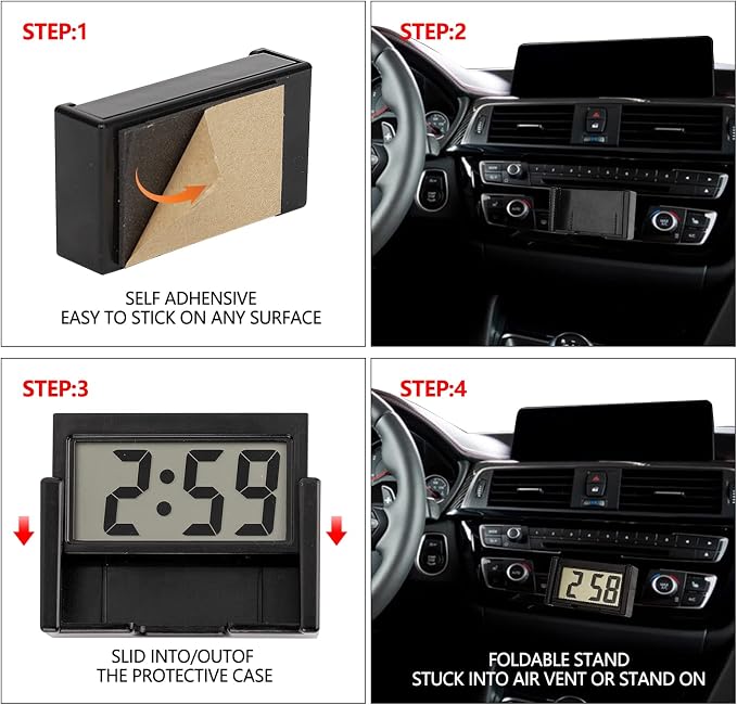 YOUNGFLY Small Digital Clock, Mini Car Dashboard Clock Battery Operated - Image 4