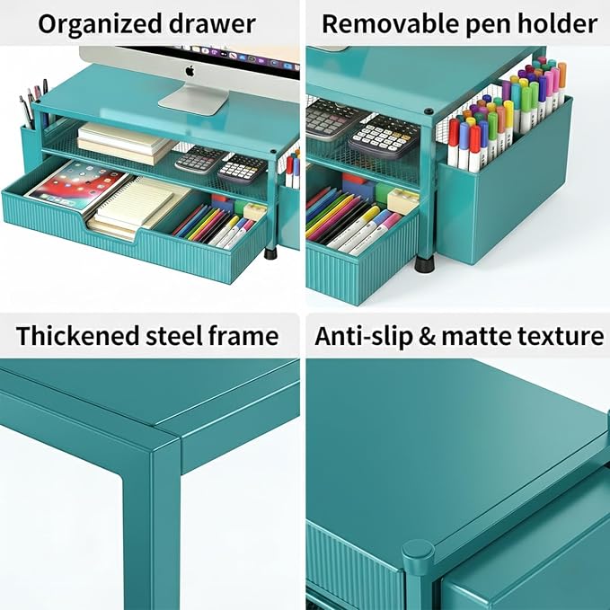 ECOLOVI Desk Organizer and Accessories, 2-Tier Computer Monitor Stand Rise - Image 3