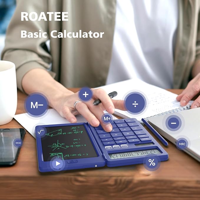 Desk Calculator with Erasable LCD Notepad Calculators ROATEE Desktop Basic - Image 2