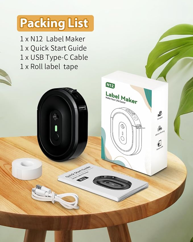 Label Maker Machine with Tape, N12 Portable Bluetooth Label Printer, Wireless - Image 7