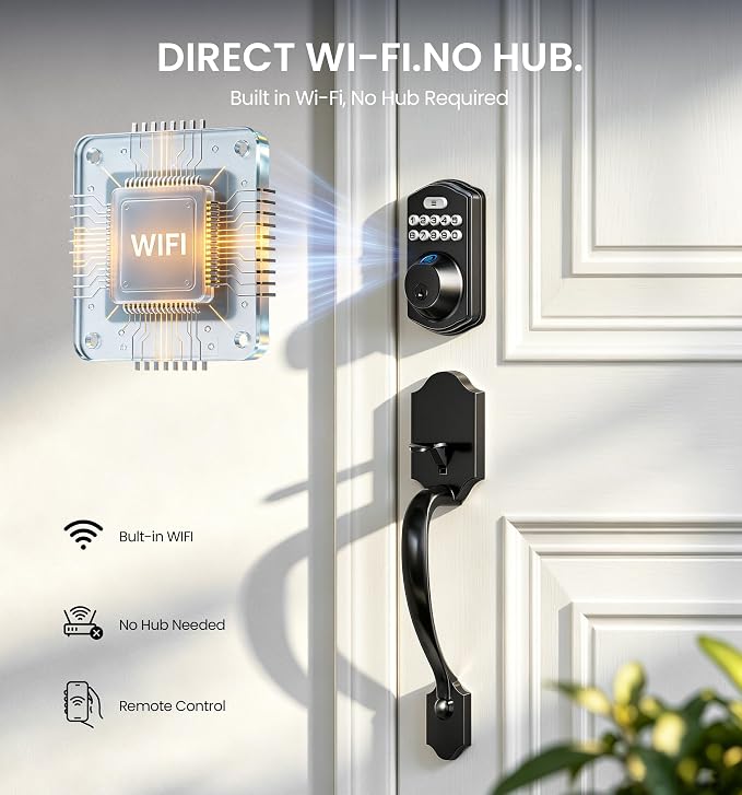 Veise VE012W-H WiFi Smart Front Door Lock Set, Built-in WiFi, App Remote & - Image 2