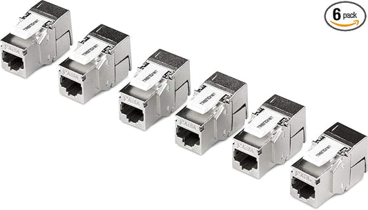 TRENDnet Shielded Cat6A RJ45 Keystone Jack 6-Pack Bundle, Use by TRENDnet