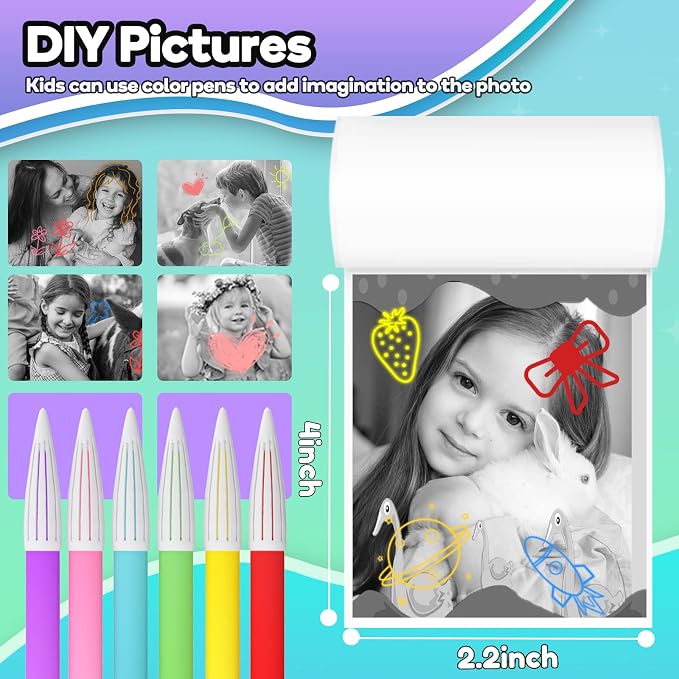 Printer Paper, 6 Rolls for Kids Instant Print Camera, HD Printing Thermal Print - Image 4