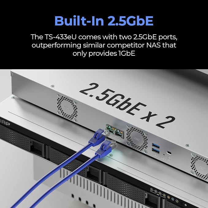 QNAP TS-433eU-US Compact 1U Short-Depth rackmount 2.5GbE NAS, Affordable Edge - Image 4