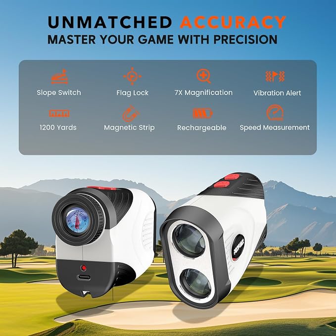 Golf Rangefinder with Slope, 1200 Yards Laser Range Finder Golfing, 7X - Image 2