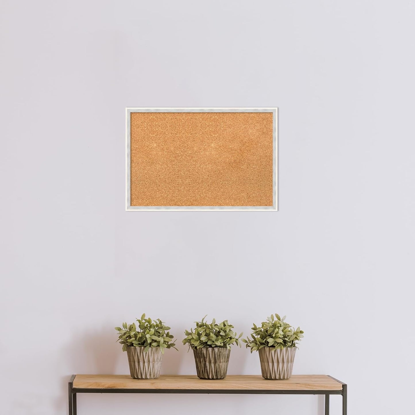 Amanti Art Natural Cork Board for Wall, 17x25 Vision Board with White Frame, Medium Corkboard Office Decor for Home Organization, Modern Corkboard Pinboard to Display Items for Home Organization in