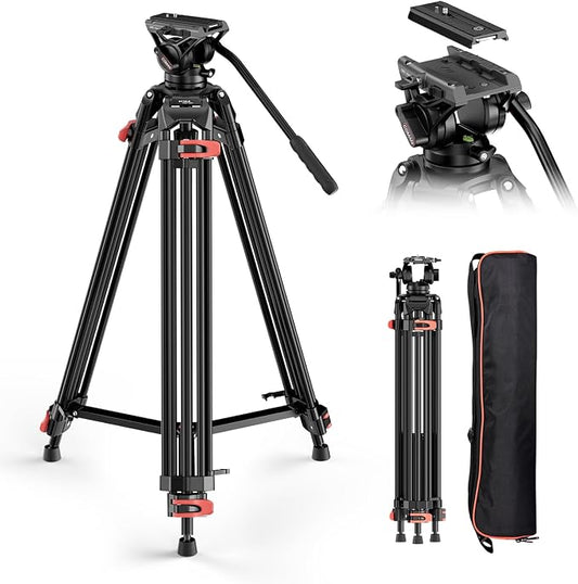 COMAN 74.4" Video Tripod, Heavy Duty Camera Tripod by COMAN
