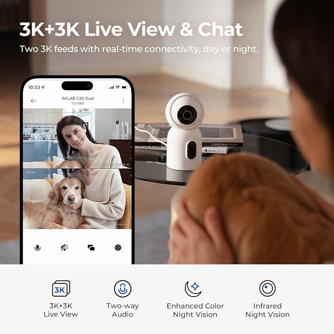 IMILAB 3K+3K Security Camera Indoor, Dual Lens Pet/Dog/Baby Camera - Image 4