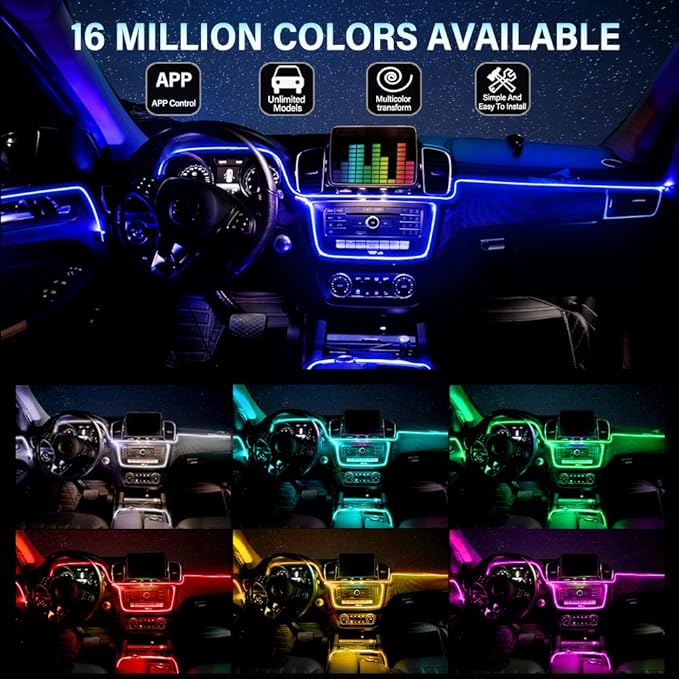 MAODANER Car LED Interior Strip Light, 16 Million Colors 5 in 1 - Image 3