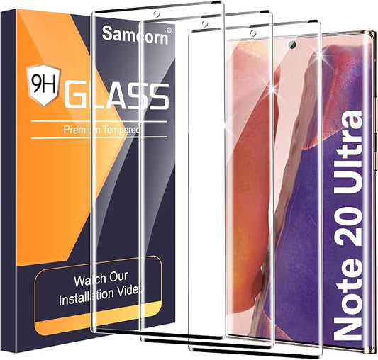 3 Pack Galaxy Note 20 Ultra Screen Protector, HD Clear Tempered Glass, by Unknown