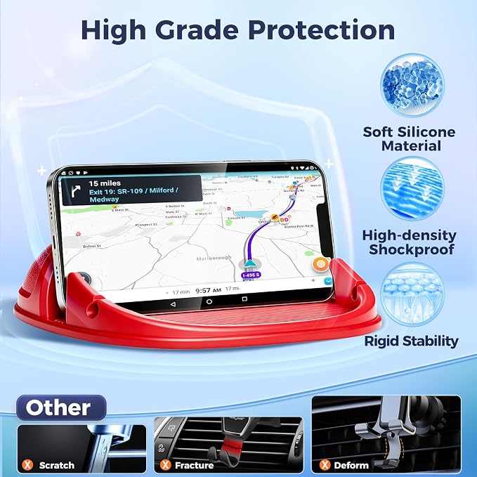 Loncaster Car Phone Holder, Car Phone Mount Silicone Car Pad Mat - Image 3