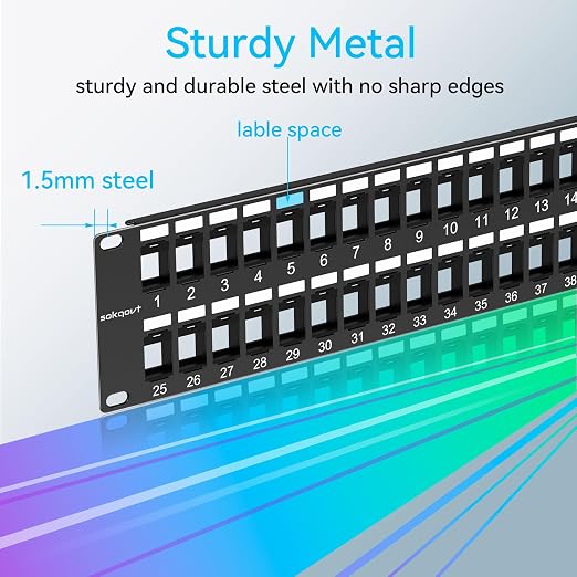 Sokqovt 48 Port Blank Keystone Patch Panel - Image 5