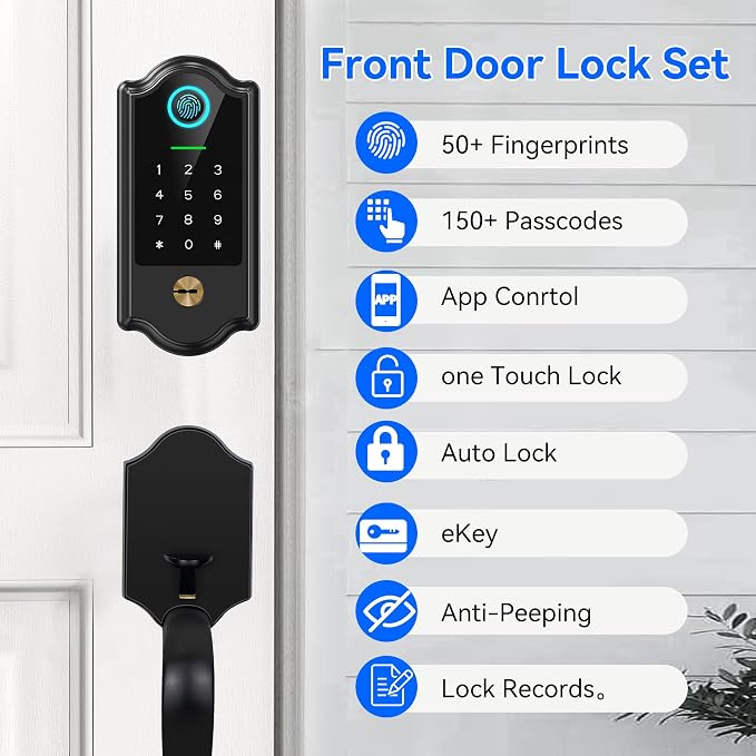 Smart Fingerprint Door Lock for Front Door – Keyless Entry Deadbolt - Image 2