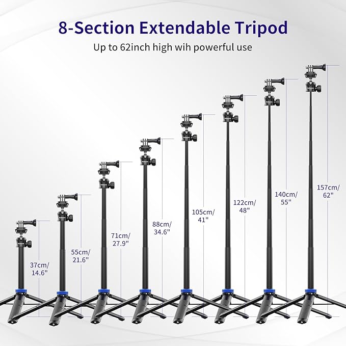 Kaitezenz Selfie Stick Tripod for Gopro Camera, Portable Lightweight Camera - Image 5