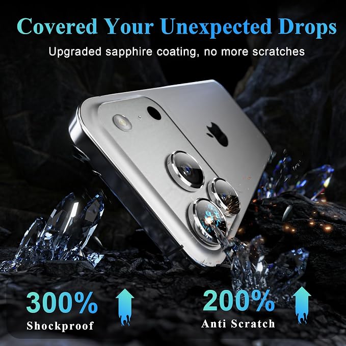 YWXTW Camera Lens Protector for iPhone 17 Pro/iPhone 17 Pro Max, Tempered Glass - Image 3