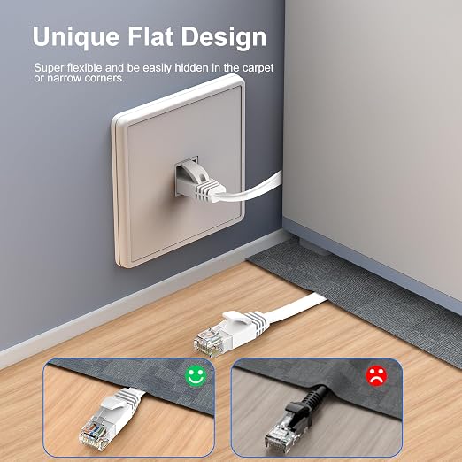 Cat 6 Ethernet Cable 1 ft Flat Internet Network Cables - Image 3