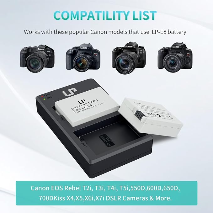 LP LP-E8 Battery Charger Pack, Compatible - Image 2