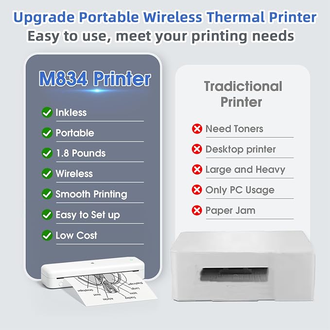 Phomemo Portable Printer, Wireless Bluetooth Thermal Printers, Support 8.5" x - Image 2