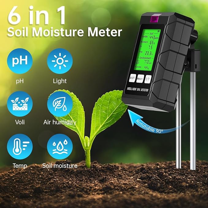 6-in-1 Soil Moisture Meter, Soil Tester - Image 2