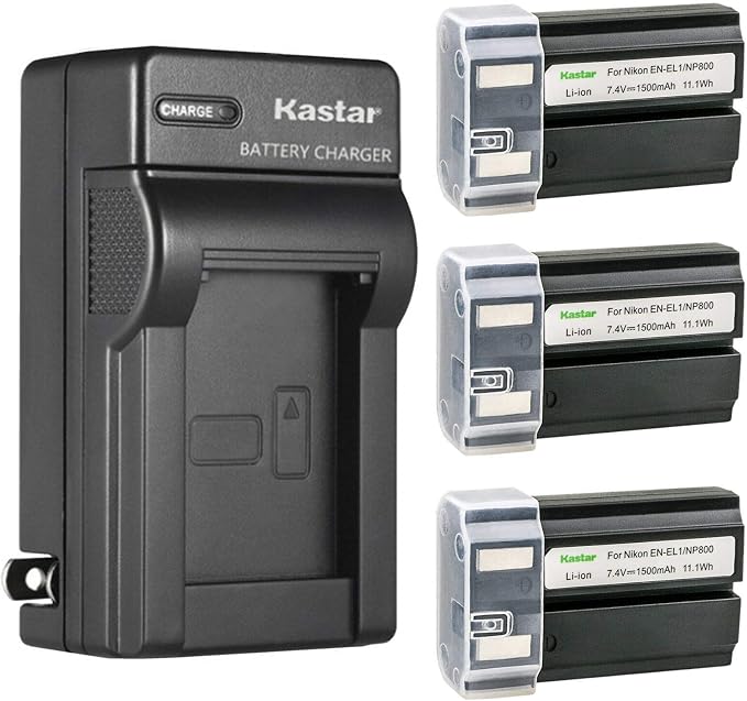 Kastar 3-Pack EN-EL1 Battery and AC Wall Charger Replacement by Kastar