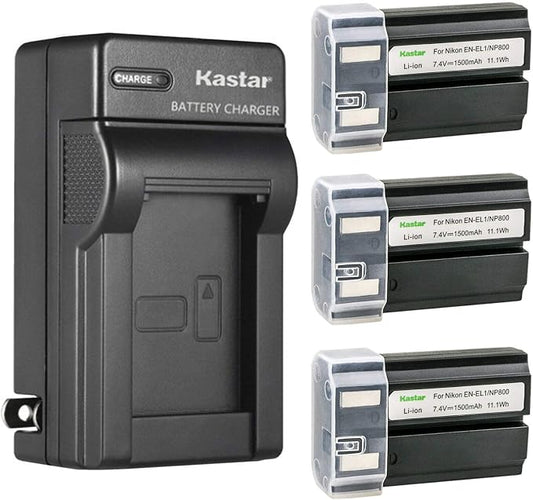 Kastar 3-Pack EN-EL1 Battery and AC Wall Charger Replacement by Kastar