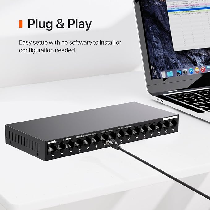 Tenda TEG1116M 16 Port Gigabit Switch, Unmanaged Ethernet Switch - Image 3