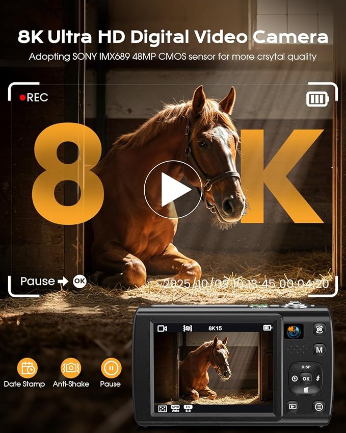 8K Digital Camera for Photography, 2026 Latest WiFi 88MP Vlogging Camera for - Image 2