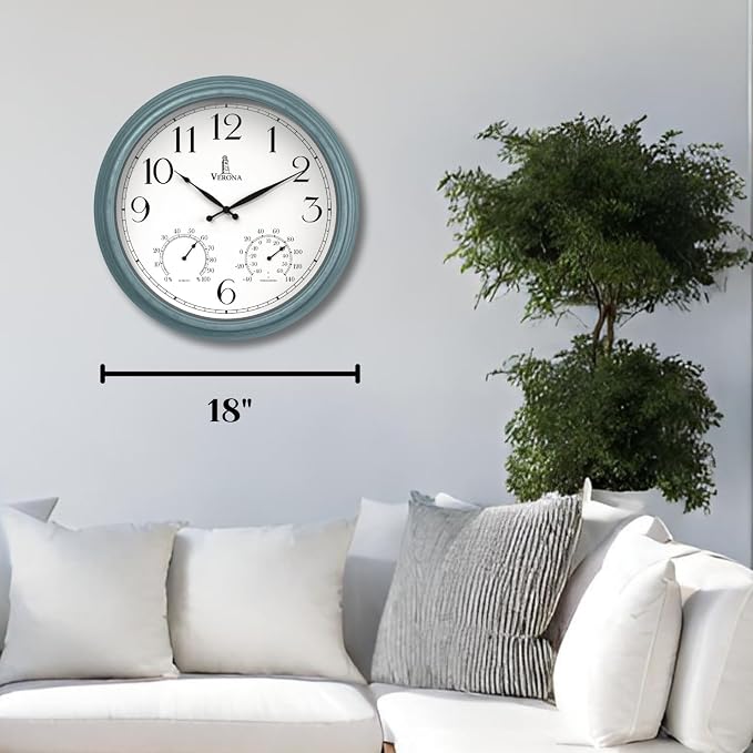 18 inch Outdoor Clocks for Patio Large Waterproof - Image 2
