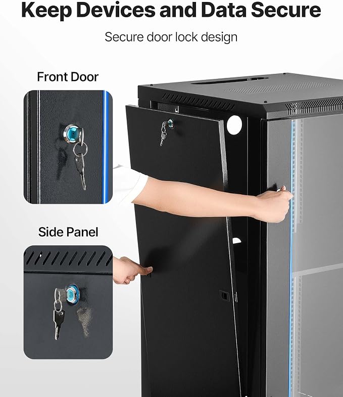VEVOR 22U Server Rack Cabinet, Network Cabinet Wall Mount, 23.6 in Depth - Image 5