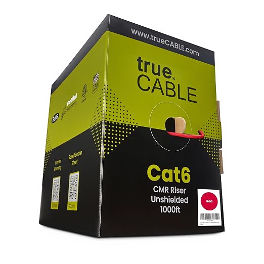 trueCABLE Cat6 Riser, 23AWG 4 Pair Solid Bare Copper, ETL Listed, Unshielded by trueCABLE