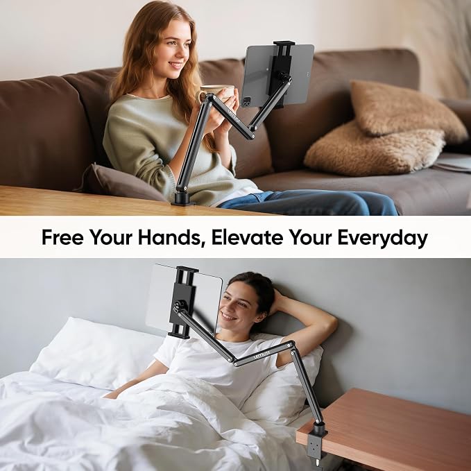 Urmust Tablet Stand for Desk, Adjustable iPad Holder for Bed, 360° Rotation - Image 2