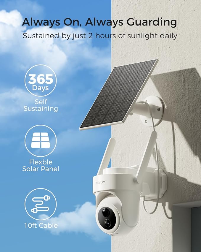 MUBILIFE 4K Security Cameras Wireless Outdoor, No Subscription, 8MP Solar - Image 5
