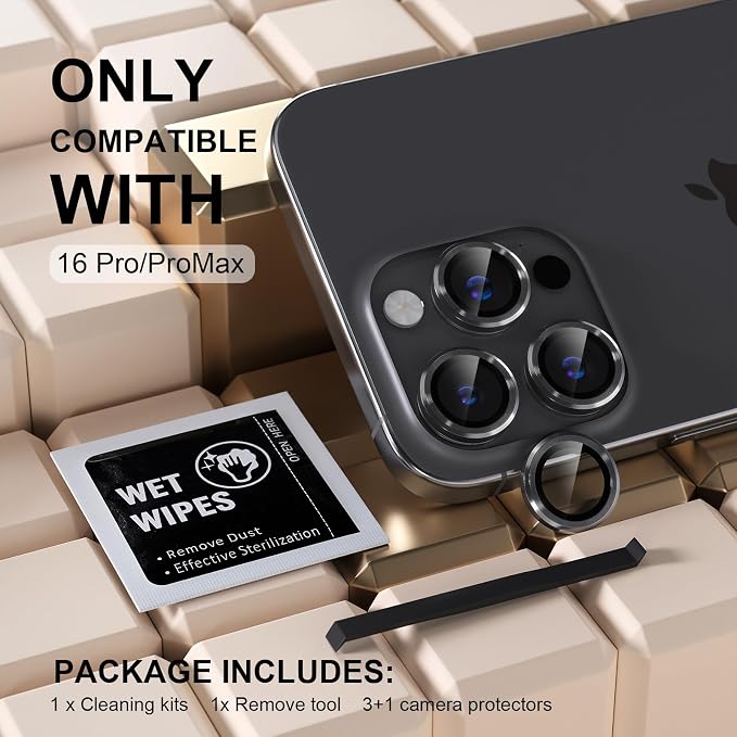 Misea Compatible for iPhone 16 Pro/iPhone 16 Pro Max Camera Lens Protector - Image 2