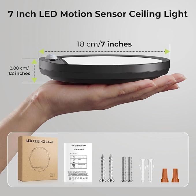 hepside 2 Pack Motion Sensor Ceiling Light Wired, 3000K/4000K/6500K LED Flush - Image 8