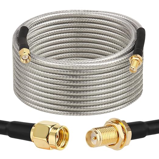 RP-SMA Male to RP-SMA Female Bulkhead Cable 25FT, RG58 Coaxial Cable by XRDS-RF