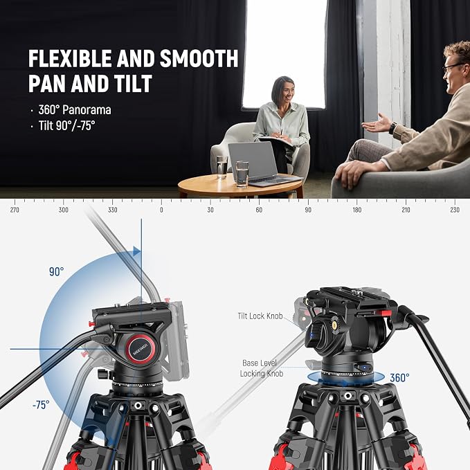 NEEWER 76" Video Camera Tripod - Image 4