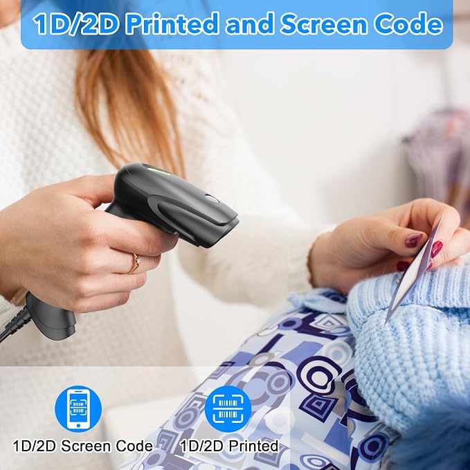 Symcode Barcode Scanner with Stand USB Wired Inventory 2D 1D QR Code Scanner - Image 6