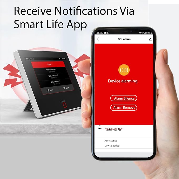 OSI Alarm System Gen 2, Motion & Entry Sensors, Wireless Siren, App & Alexa - Image 6