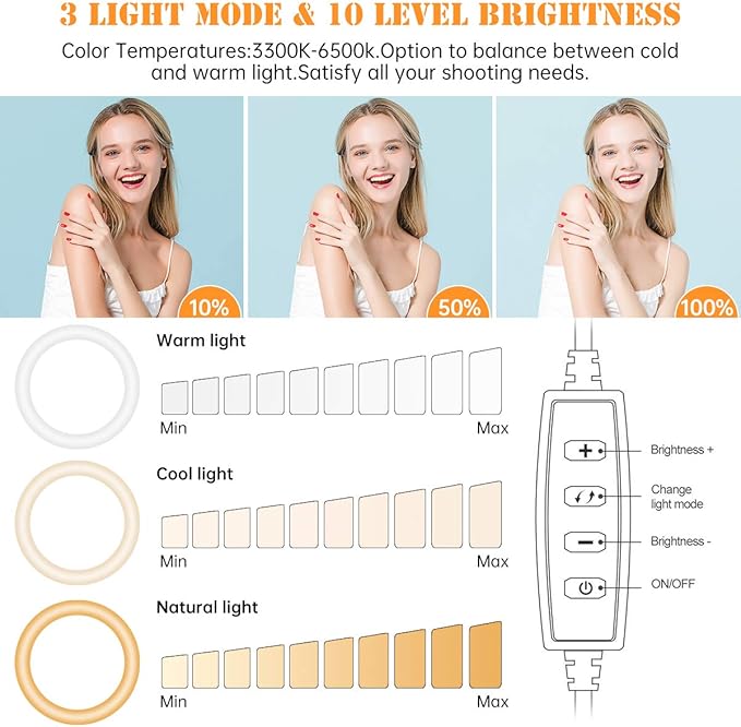 8 inch Desk Ring Light with Stand, Adjustable Zoom Lighting - Image 6