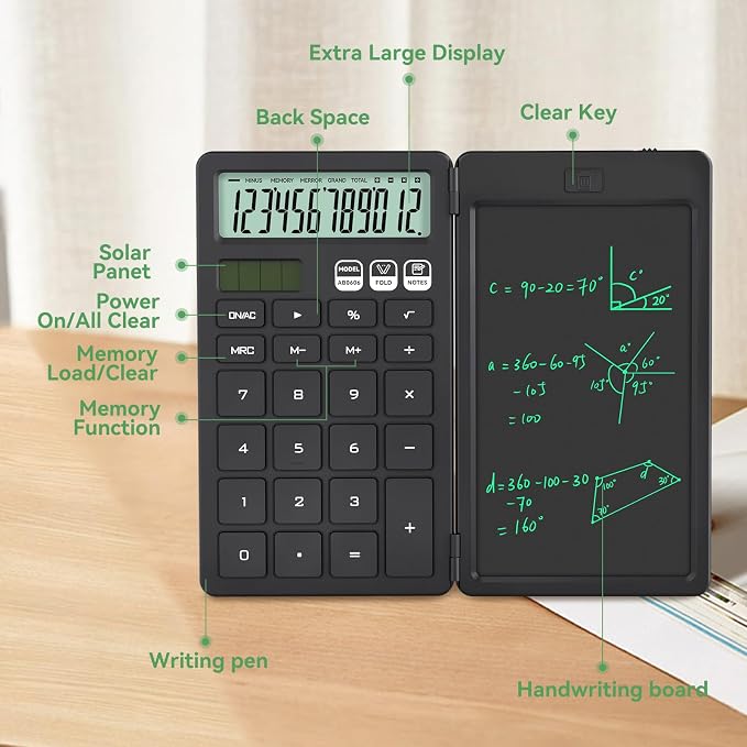 Desk Calculator with Erasable LCD Notepad Calculators ROATEE Desktop Basic - Image 3