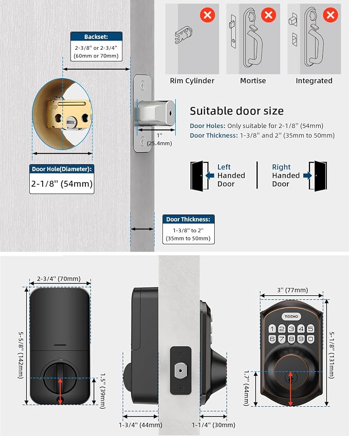 TEEHO TE001 Keyless Entry Door Lock - Image 6