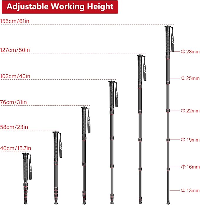 Manbily Camera Monopod Aluminum Portable Compact Lightweight Travel Monopod - Image 5
