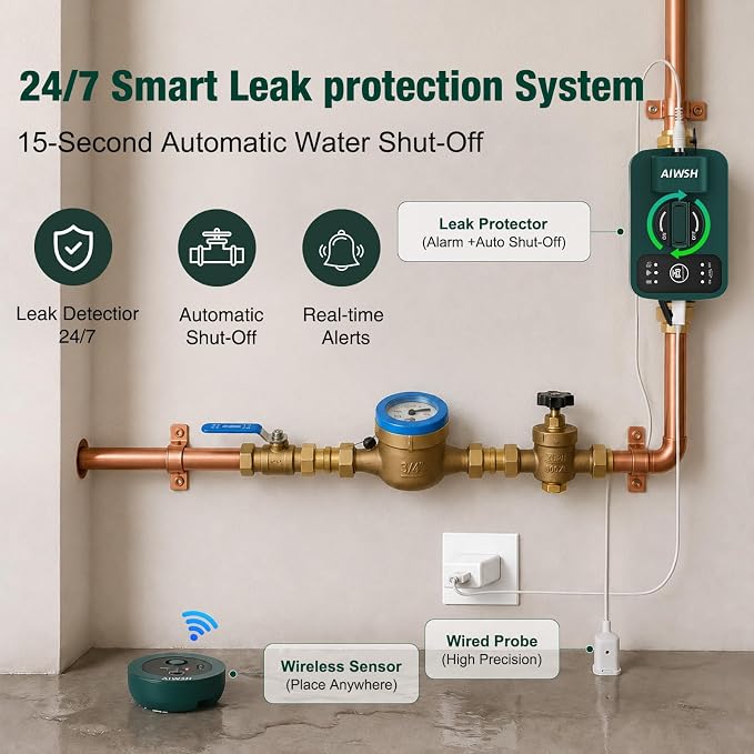 Smart Water Auto Shut Off Valve & Leak Detector, Real-Time Leak Detection - Image 2