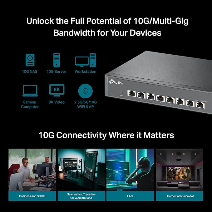 TP-Link TL-SX1008 | 8 Port 10G/Multi-Gig Unmanaged Ethernet Switch | - Image 3