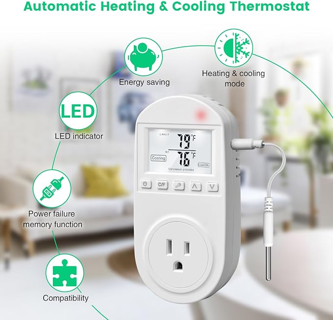 Temperature Controlled Outlet, Briidea Thermostat Outlet Compatible - Image 2