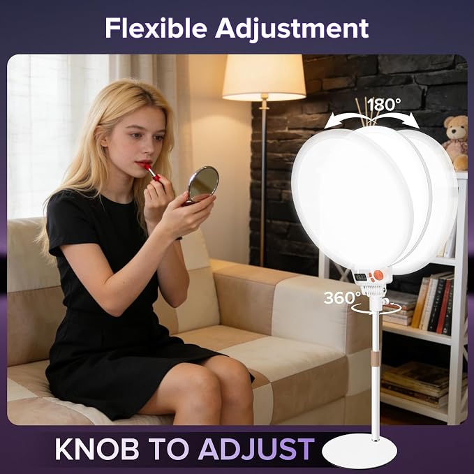 12" Large Ring Light with Stand, 7000K Full-Screen Selfie Light Ring with Phone - Image 5