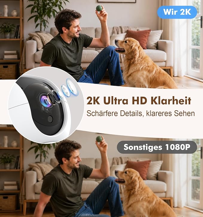 2K Wi-Fi Indoor Security Camera, 2.4/5GHz Wi-Fi Pet Cam, 3MP Camera - Image 2